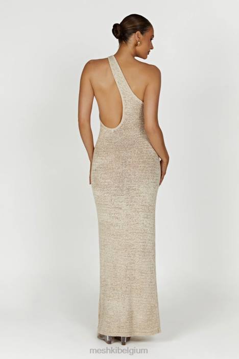 Paisley gebreide maxi-jurk met één schouder Meshki tarwe N4JN459 kleding