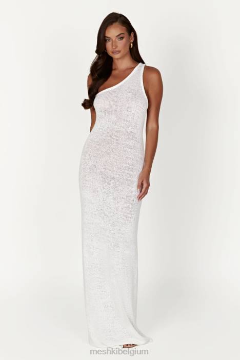 Paisley gebreide maxi-jurk met één schouder Meshki wit N4JN186 kleding