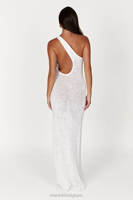 Paisley gebreide maxi-jurk met één schouder Meshki wit N4JN186 kleding