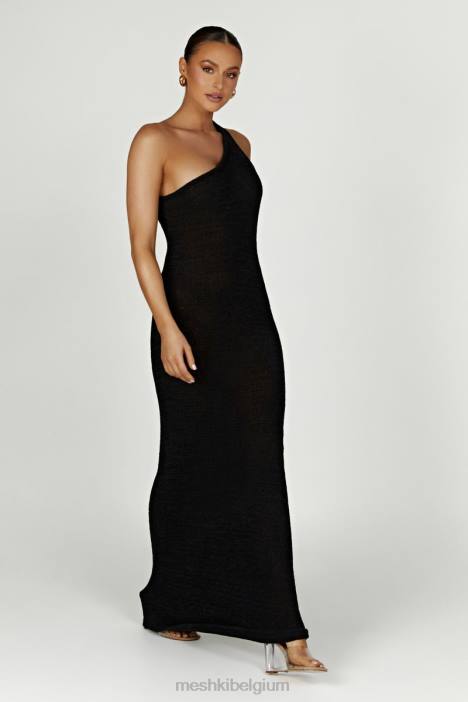 Paisley gebreide maxi-jurk met één schouder Meshki zwart N4JN224 kleding