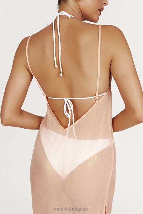 Phoebe doorzichtige iriserende maxi-jurk Meshki perzik N4JN578 kleding