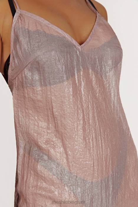 Phoebe doorzichtige iriserende maxi-jurk Meshki taupe N4JN572 kleding