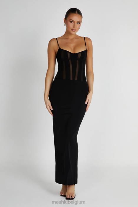 Priya maxi-jurk met panelen Meshki zwart N4JN145 kleding