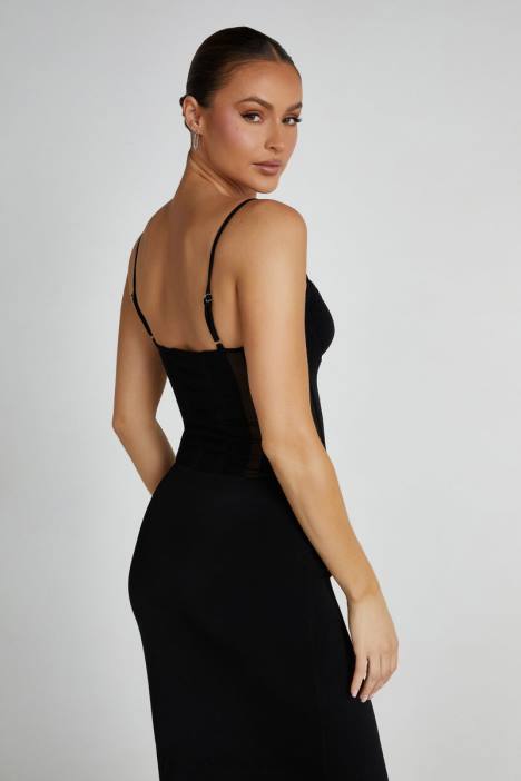 Priya maxi-jurk met panelen Meshki zwart N4JN145 kleding