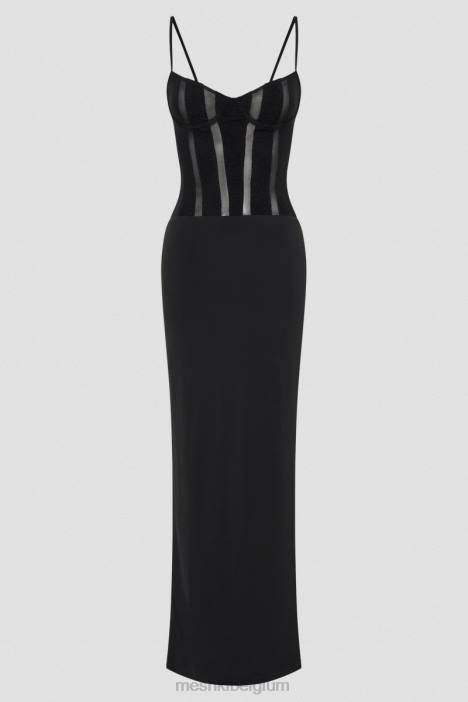 Priya maxi-jurk met panelen Meshki zwart N4JN145 kleding