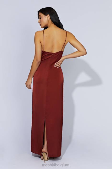 Pruimen maxi-jurk van gesplitst kant Meshki kersen chocolade N4JN508 kleding