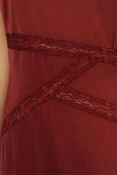 Pruimen maxi-jurk van gesplitst kant Meshki kersen chocolade N4JN508 kleding