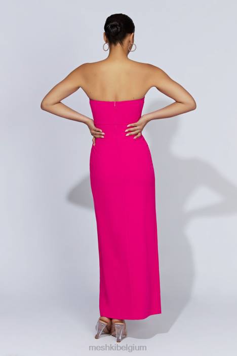 Rachel maxi-jurk met split aan de voorkant Meshki fuchsia N4JN363 kleding