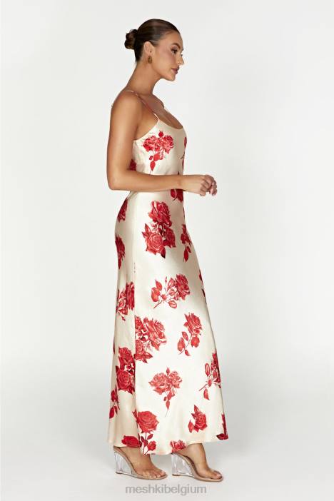 Rosalie satijnen maxi-jurk Meshki rozen print N4JN217 kleding