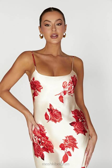 Rosalie satijnen maxi-jurk Meshki rozen print N4JN217 kleding