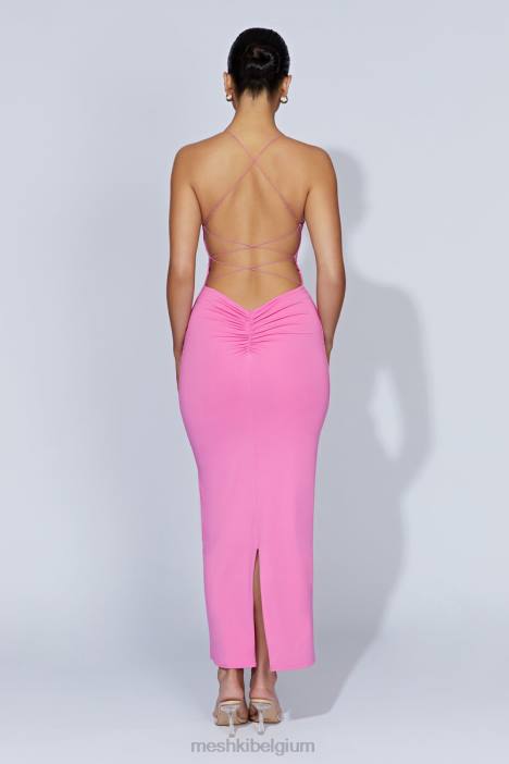 Sabine maxi-jurk zonder rug Meshki kauwgom roze N4JN205 kleding