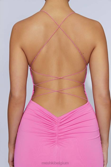 Sabine maxi-jurk zonder rug Meshki kauwgom roze N4JN205 kleding