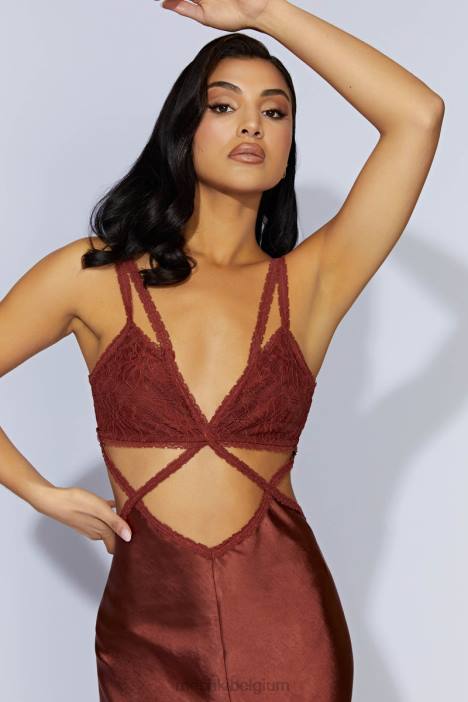 Seraphine kanten maxi-jurk Meshki kersen chocolade N4JN696 kleding