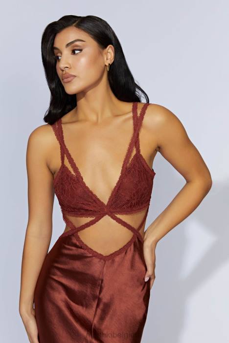 Seraphine kanten maxi-jurk Meshki kersen chocolade N4JN696 kleding