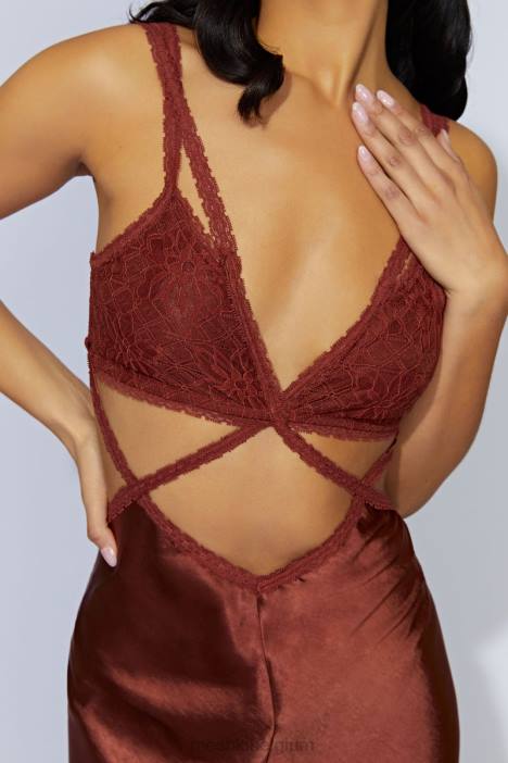 Seraphine kanten maxi-jurk Meshki kersen chocolade N4JN696 kleding