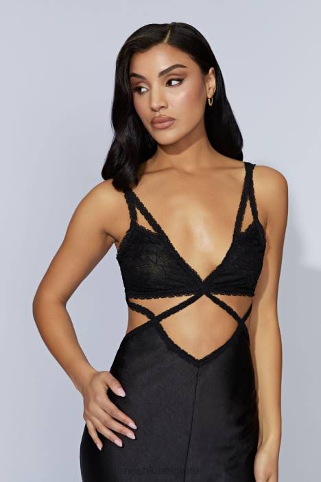 Seraphine kanten maxi-jurk Meshki zwart N4JN692 kleding