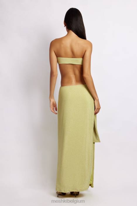 Sierra strapless glanzende jurk Meshki groene glans N4JN664 kleding