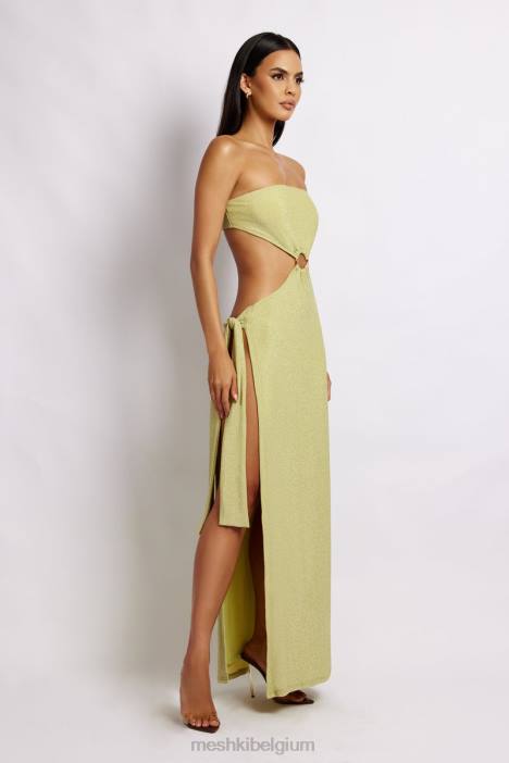 Sierra strapless glanzende jurk Meshki groene glans N4JN664 kleding