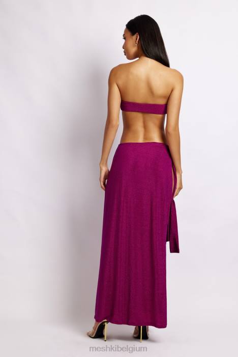 Sierra strapless glanzende jurk Meshki violette glans N4JN657 kleding