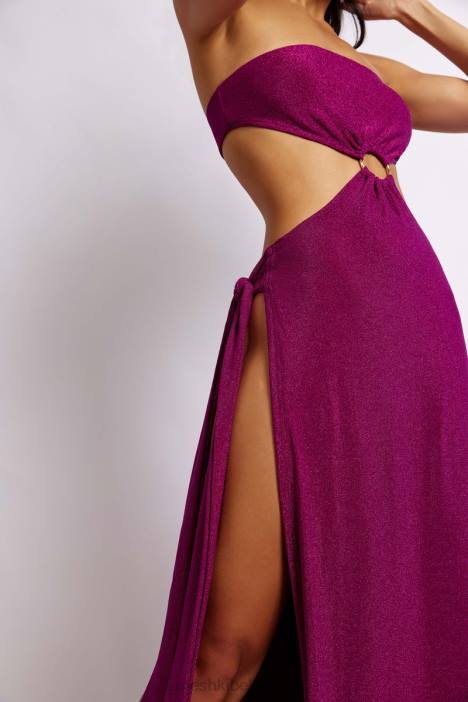 Sierra strapless glanzende jurk Meshki violette glans N4JN657 kleding