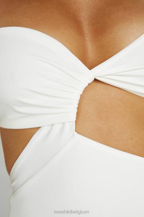 Solana maxi-jurk met één schouder Meshki wit N4JN260 kleding