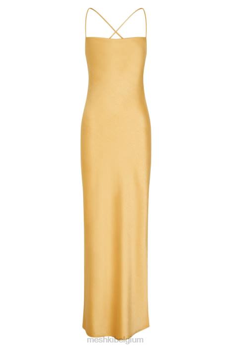 Sydney maxi-jurk met rechte hals Meshki geel N4JN118 kleding