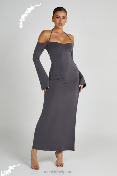 Tia slinky off-shoulder maxi-jurk Meshki houtskool N4JN99 kleding