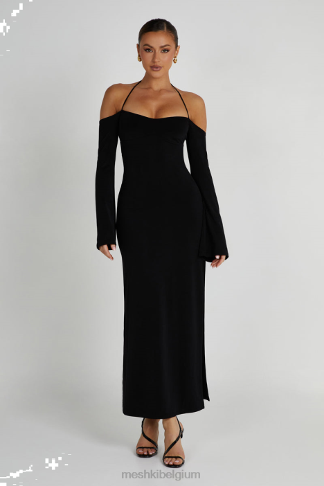 Tia slinky off-shoulder maxi-jurk Meshki zwart N4JN89 kleding
