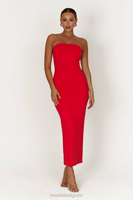Vivian strapless maxi-jurk met strikband van gerecycleerd nylon Meshki rood N4JN380 kleding