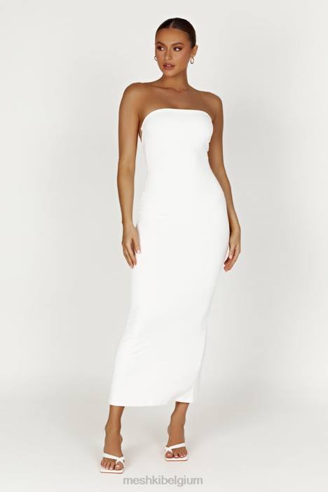Vivian strapless maxi-jurk met strikband van gerecycleerd nylon Meshki wit N4JN396 kleding
