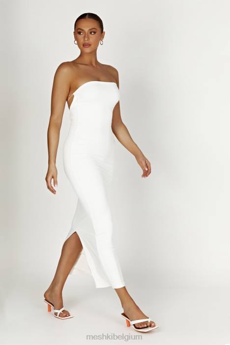 Vivian strapless maxi-jurk met strikband van gerecycleerd nylon Meshki wit N4JN396 kleding
