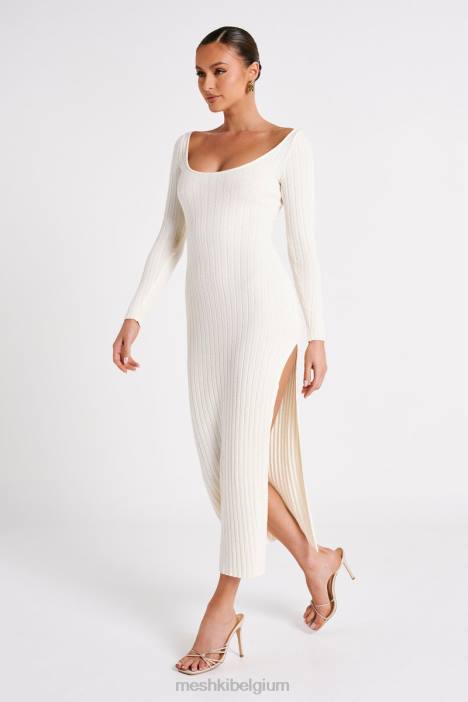 Zinnia gebreide maxi-jurk met split Meshki wit N4JN86 kleding
