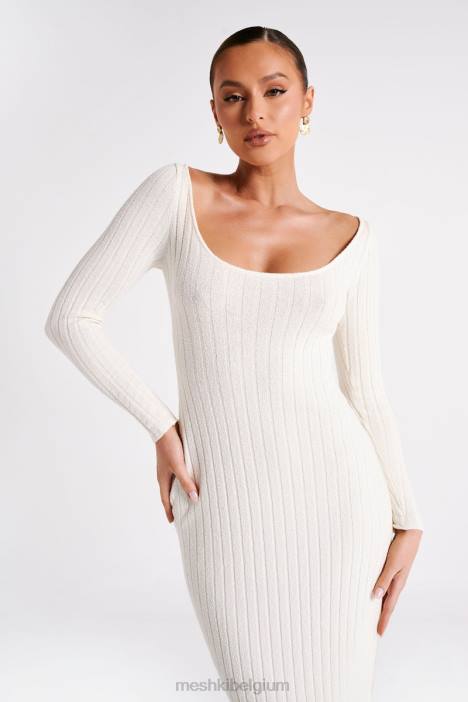 Zinnia gebreide maxi-jurk met split Meshki wit N4JN86 kleding