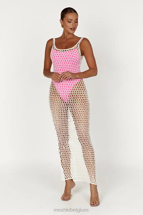 bodhi gehaakte maxi-jurk Meshki wit N4JN735 kleding