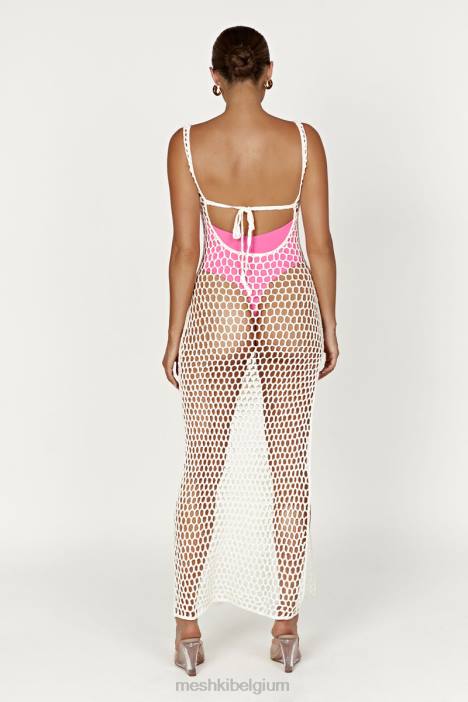 bodhi gehaakte maxi-jurk Meshki wit N4JN735 kleding