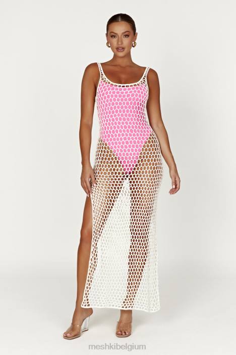 bodhi gehaakte maxi-jurk Meshki wit N4JN735 kleding