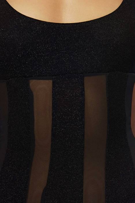 dominique maxi-jurk met panelen Meshki zwart N4JN428 kleding