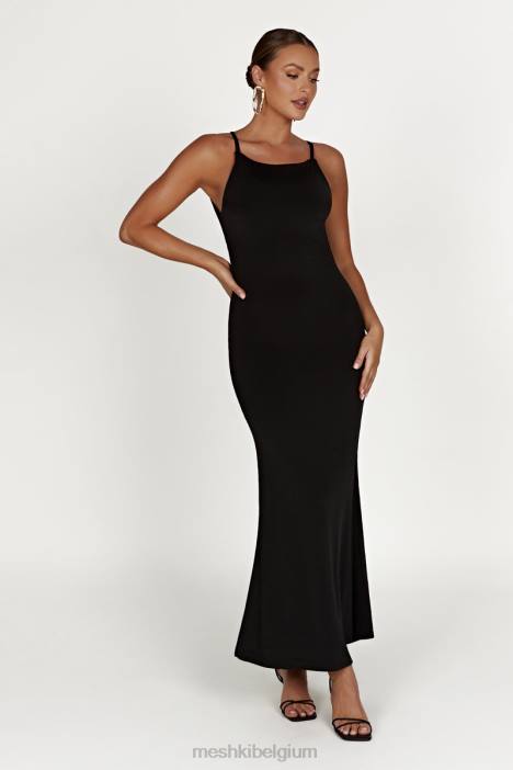 dorit soepelvallende maxi-jurk zonder rug Meshki zwart N4JN743 kleding