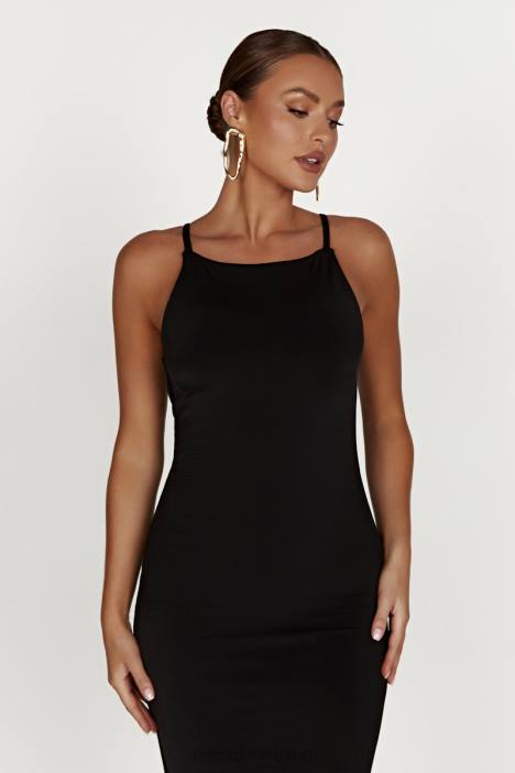 dorit soepelvallende maxi-jurk zonder rug Meshki zwart N4JN743 kleding