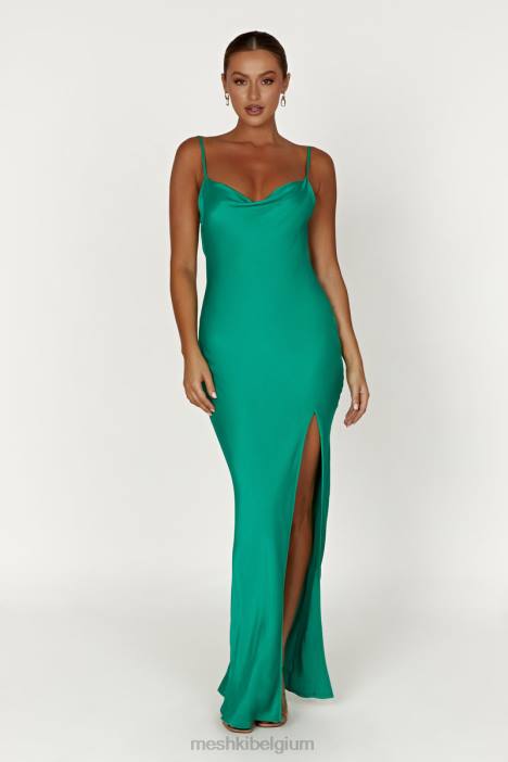jade maxi-jurk met col en rugloze halslijn Meshki groente N4JN264 kleding
