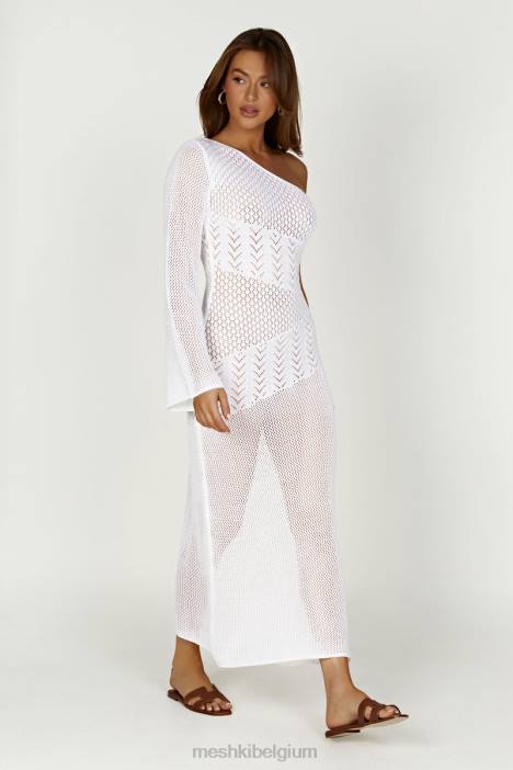 jody jurk van gemengd garen met één schouder Meshki wit N4JN457 kleding