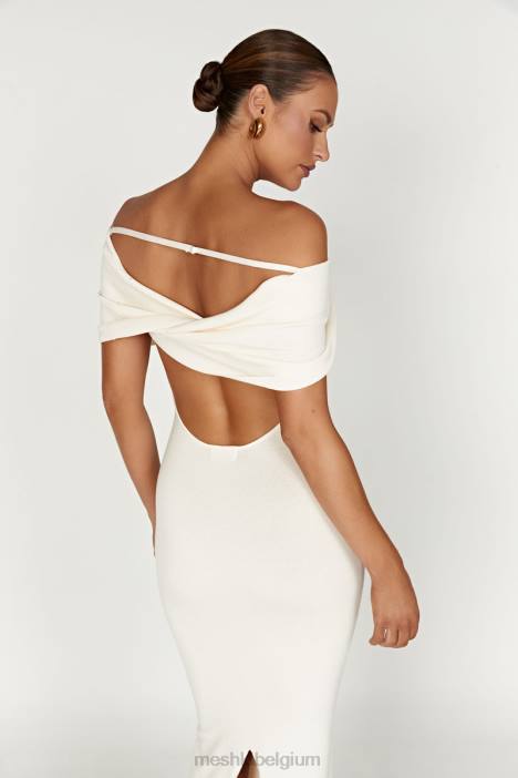 terese off-shoulder gebreide maxi-jurk Meshki room N4JN299 kleding