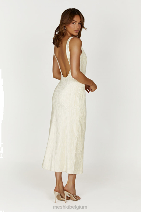 theia plissé maxi-jurk Meshki ivoor N4JN335 kleding