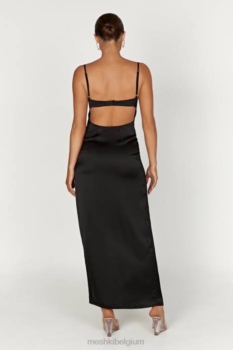 zuleyka satijnen maxi-jurk Meshki zwart N4JN447 kleding