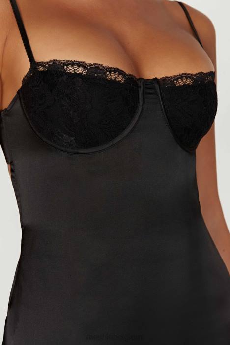 zuleyka satijnen maxi-jurk Meshki zwart N4JN447 kleding