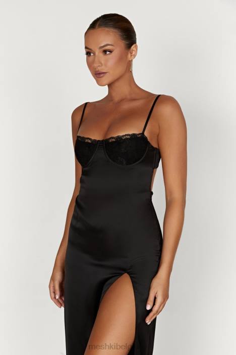 zuleyka satijnen maxi-jurk Meshki zwart N4JN447 kleding