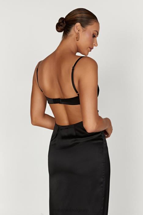 zuleyka satijnen maxi-jurk Meshki zwart N4JN447 kleding