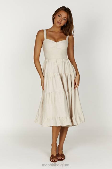Adriana linnen midi-jurk Meshki natuurlijk N4JN194 kleding