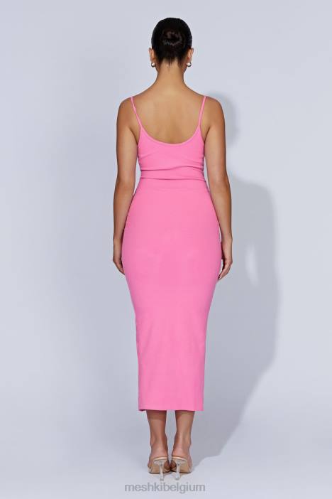 Alexis geribbelde cami midi-jurk Meshki kauwgom roze N4JN421 kleding