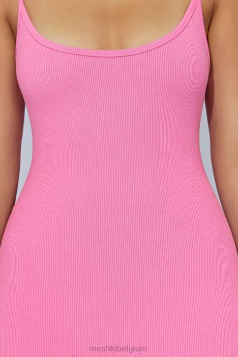 Alexis geribbelde cami midi-jurk Meshki kauwgom roze N4JN421 kleding